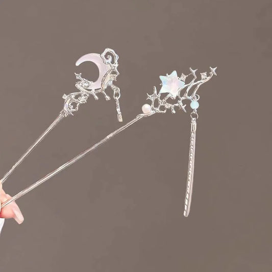 Vintage Moonstone Star Moon Hair Sticks