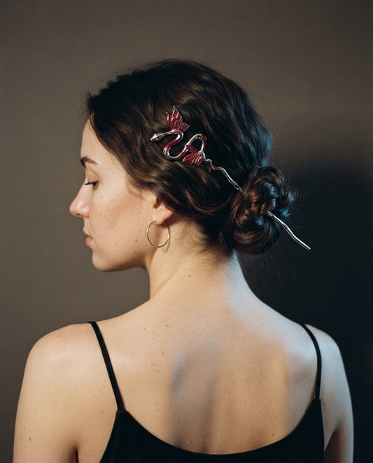 Coil & Wing Chinese Style Hair Stick Metal Flower Hair Pin