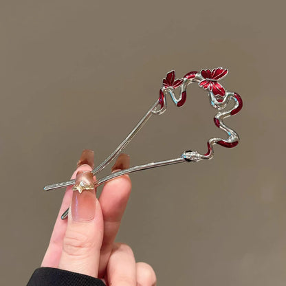 Coil & Wing Chinese Style Hair Stick Metal Flower Hair Pin