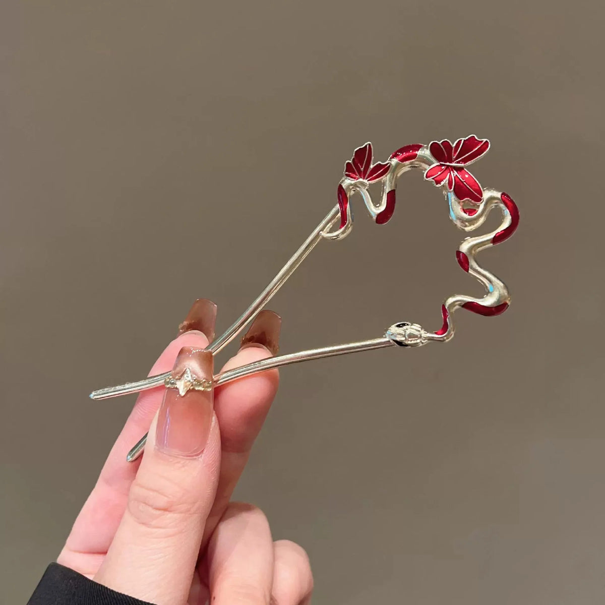 Coil & Wing Chinese Style Hair Stick Metal Flower Hair Pin