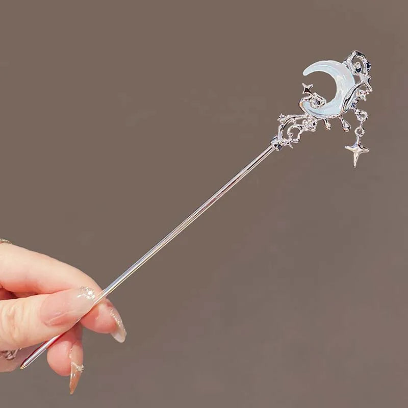 Vintage Moonstone Star Moon Hair Sticks
