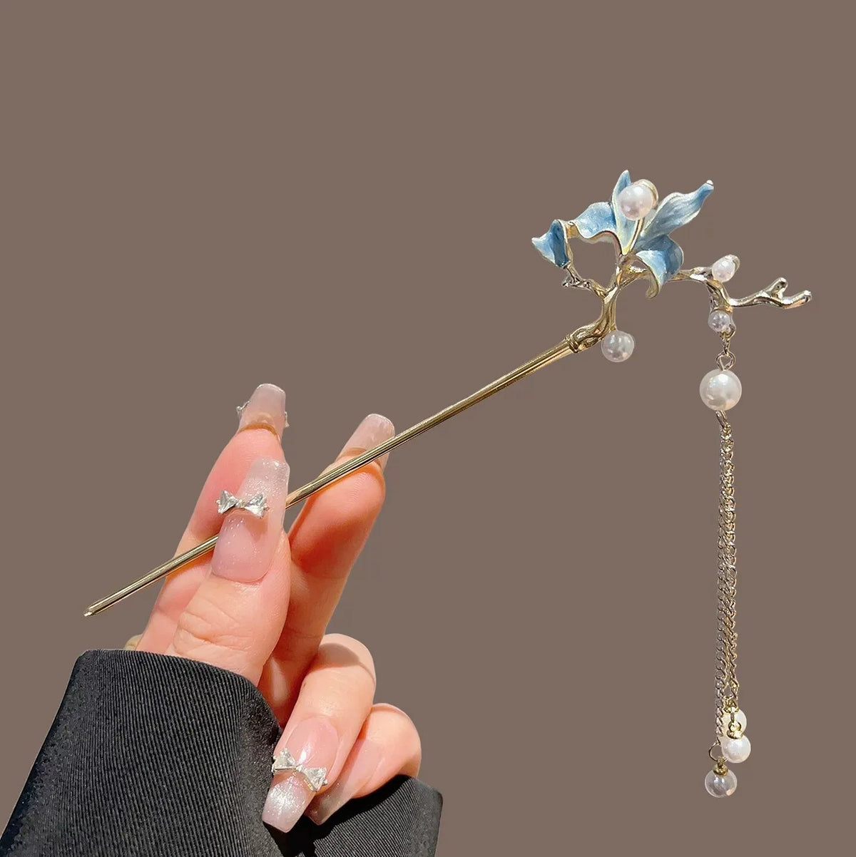 Coil & Wing Chinese Style Hair Stick Metal Flower Hair Pin