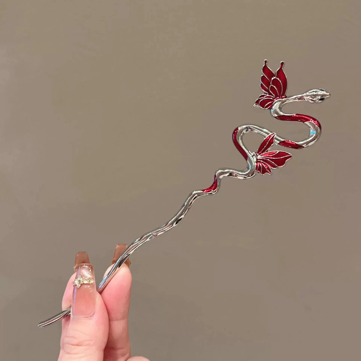 Coil & Wing Chinese Style Hair Stick Metal Flower Hair Pin