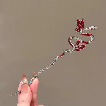 Coil & Wing Chinese Style Hair Stick Metal Flower Hair Pin