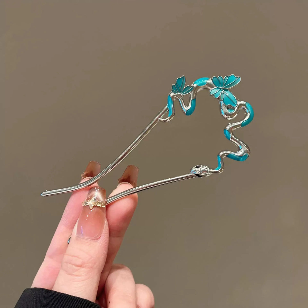 Coil & Wing Chinese Style Hair Stick Metal Flower Hair Pin