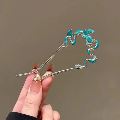 Coil & Wing Chinese Style Hair Stick Metal Flower Hair Pin