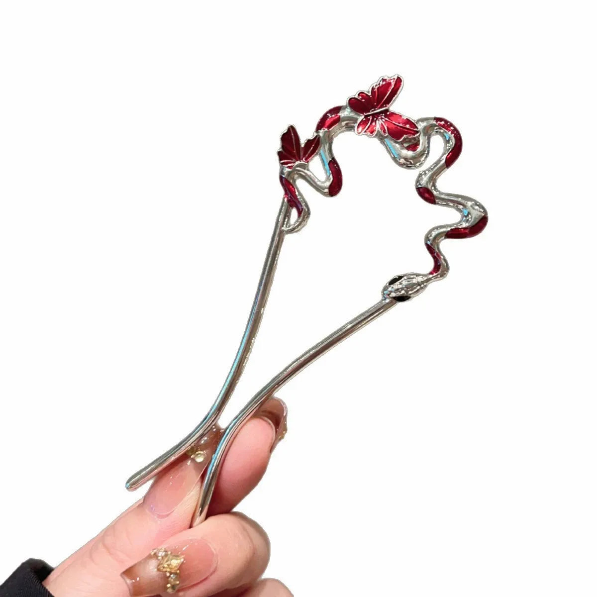 Coil & Wing Chinese Style Hair Stick Metal Flower Hair Pin