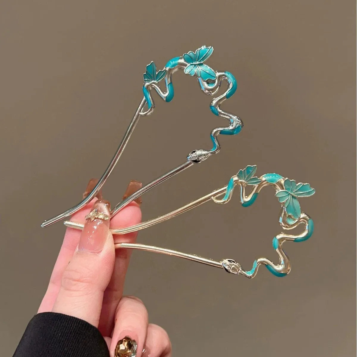 Coil & Wing Chinese Style Hair Stick Metal Flower Hair Pin