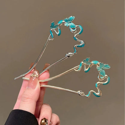 Coil & Wing Chinese Style Hair Stick Metal Flower Hair Pin
