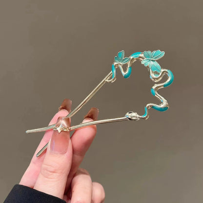 Coil & Wing Chinese Style Hair Stick Metal Flower Hair Pin
