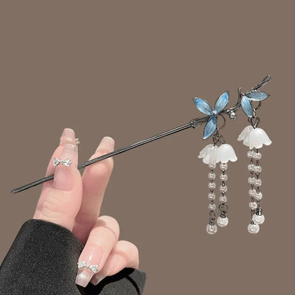 Coil & Wing Chinese Style Hair Stick Metal Flower Hair Pin