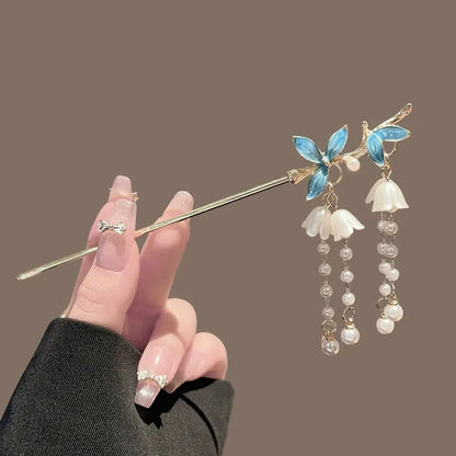 Coil & Wing Chinese Style Hair Stick Metal Flower Hair Pin
