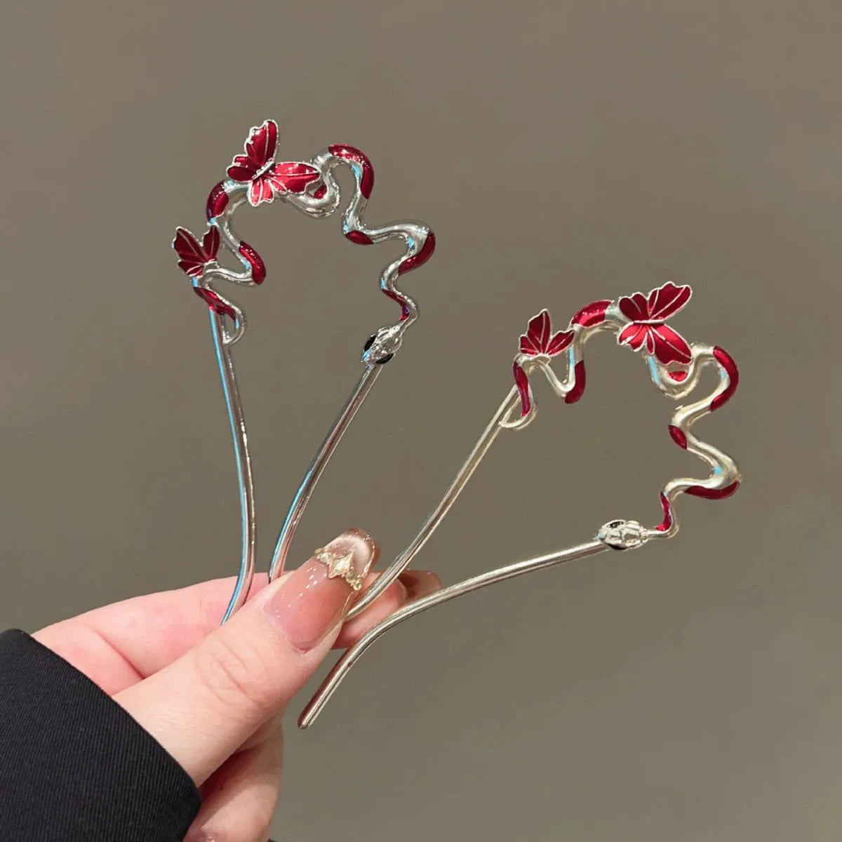 Coil & Wing Chinese Style Hair Stick Metal Flower Hair Pin